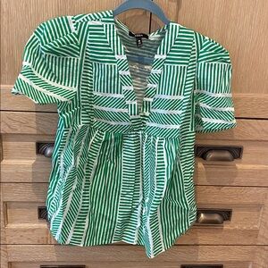 Aqua Green and White Patterned Top